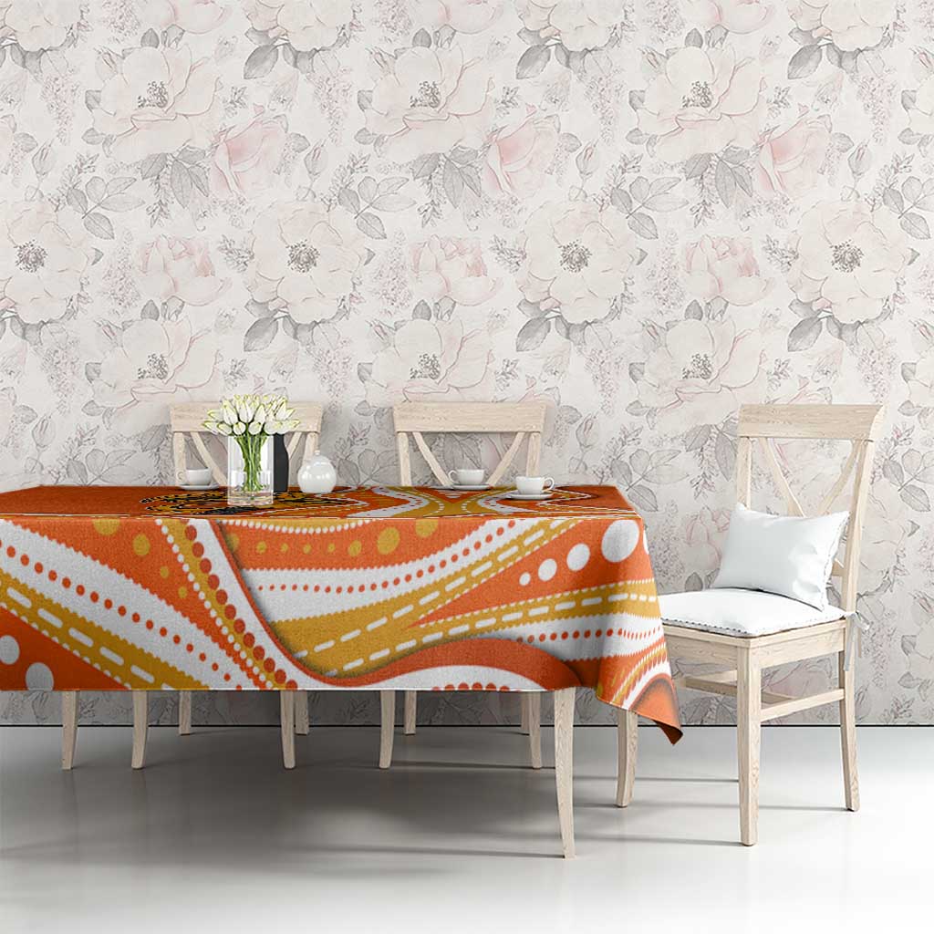 Perth Scorchers Tablecloth Aboriginal Dot Art Orange White - Tribal Wave Pattern