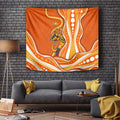 Perth Scorchers Tapestry Aboriginal Dot Art Orange White - Tribal Wave Pattern