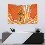 Perth Scorchers Tapestry Aboriginal Dot Art Orange White - Tribal Wave Pattern