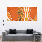 Perth Scorchers Tapestry Aboriginal Dot Art Orange White - Tribal Wave Pattern