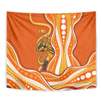 Perth Scorchers Tapestry Aboriginal Dot Art Orange White - Tribal Wave Pattern