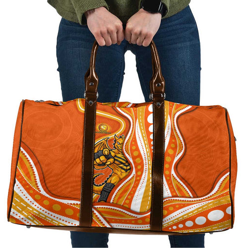 Perth Scorchers Travel Bag Aboriginal Dot Art Orange White - Tribal Wave Pattern