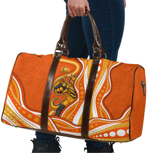 Perth Scorchers Travel Bag Aboriginal Dot Art Orange White - Tribal Wave Pattern