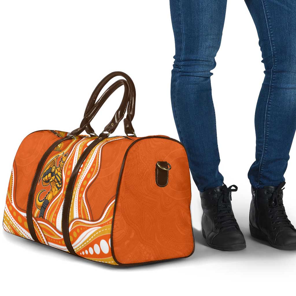 Perth Scorchers Travel Bag Aboriginal Dot Art Orange White - Tribal Wave Pattern