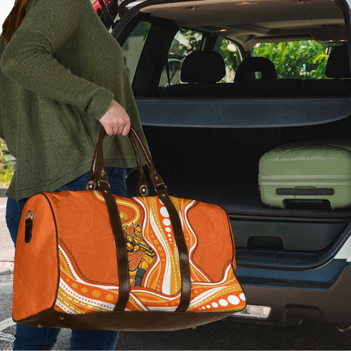 Perth Scorchers Travel Bag Aboriginal Dot Art Orange White - Tribal Wave Pattern