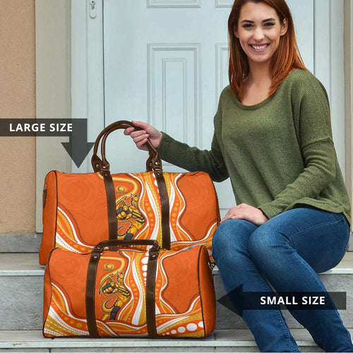 Perth Scorchers Travel Bag Aboriginal Dot Art Orange White - Tribal Wave Pattern