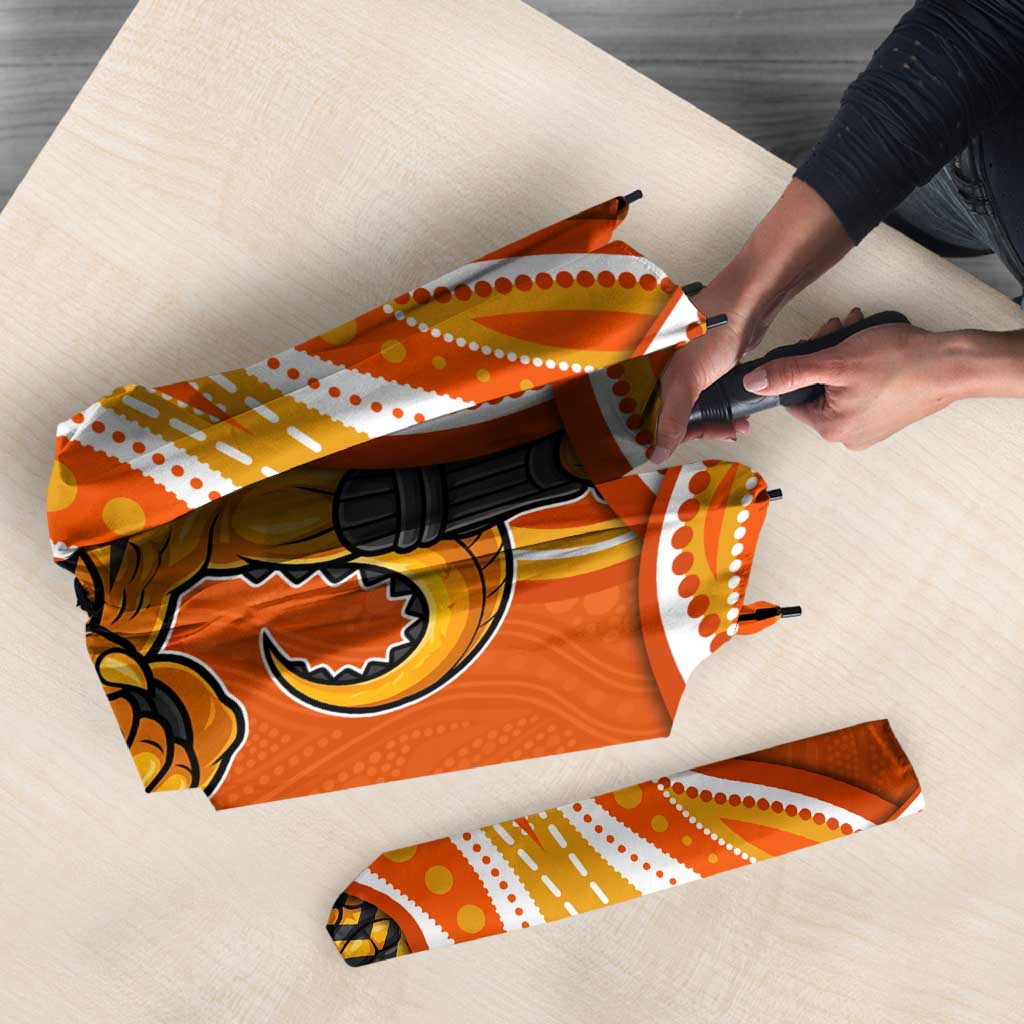 Perth Scorchers Umbrella Aboriginal Dot Art Orange White - Tribal Wave Pattern
