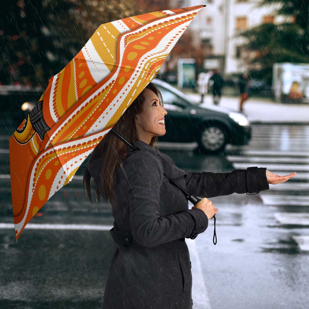 Perth Scorchers Umbrella Aboriginal Dot Art Orange White - Tribal Wave Pattern