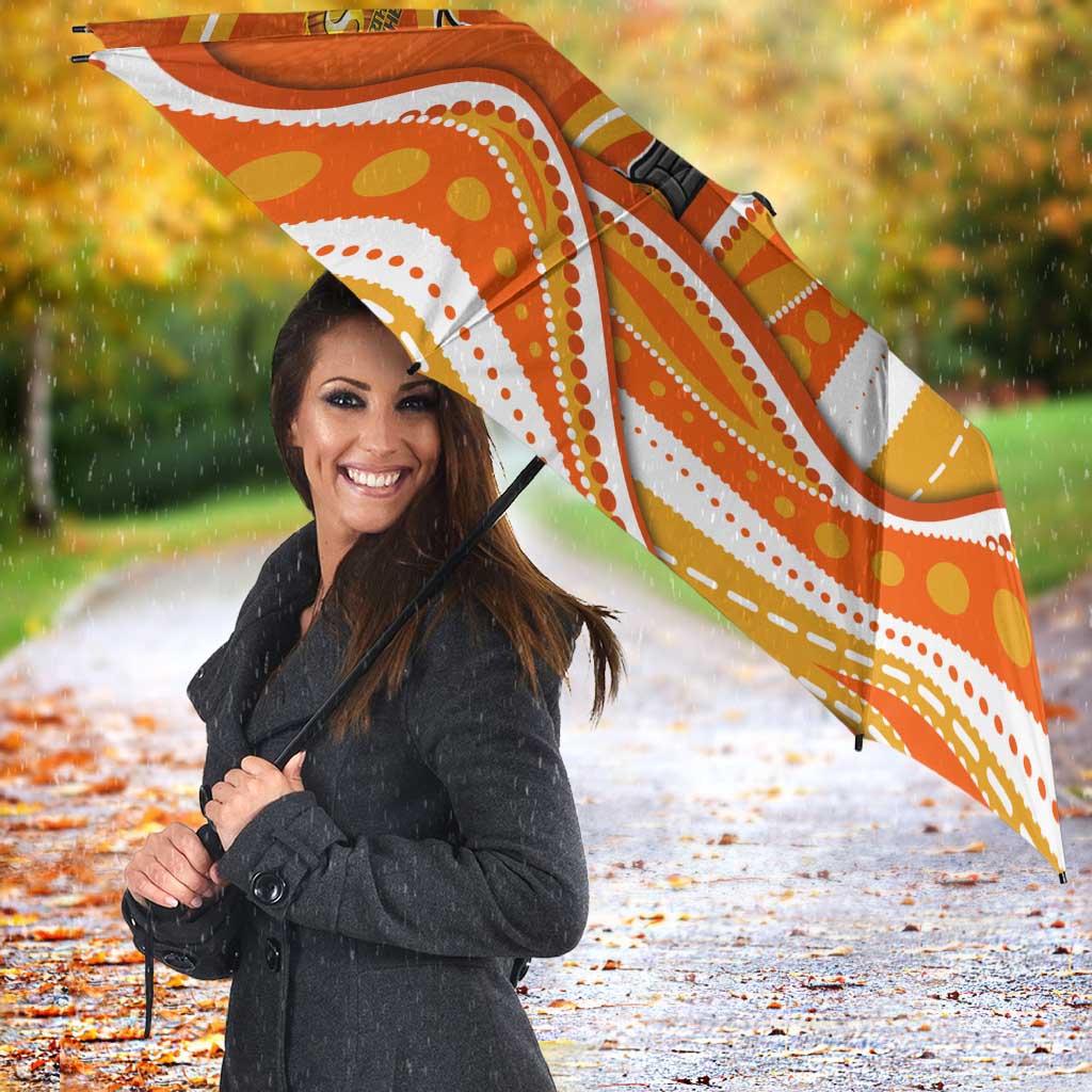 Perth Scorchers Umbrella Aboriginal Dot Art Orange White - Tribal Wave Pattern