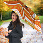 Perth Scorchers Umbrella Aboriginal Dot Art Orange White - Tribal Wave Pattern