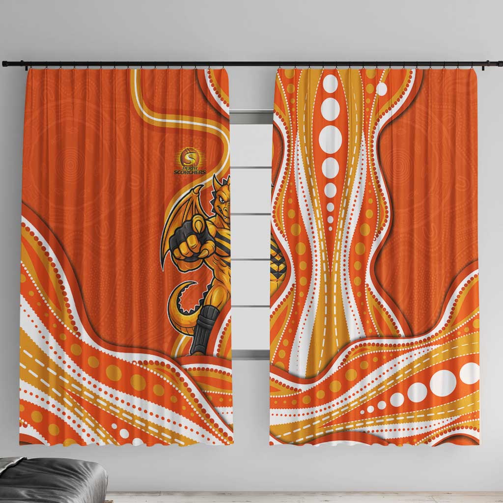 Perth Scorchers Window Curtain Aboriginal Dot Art Orange White - Tribal Wave Pattern