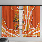 Perth Scorchers Window Curtain Aboriginal Dot Art Orange White - Tribal Wave Pattern