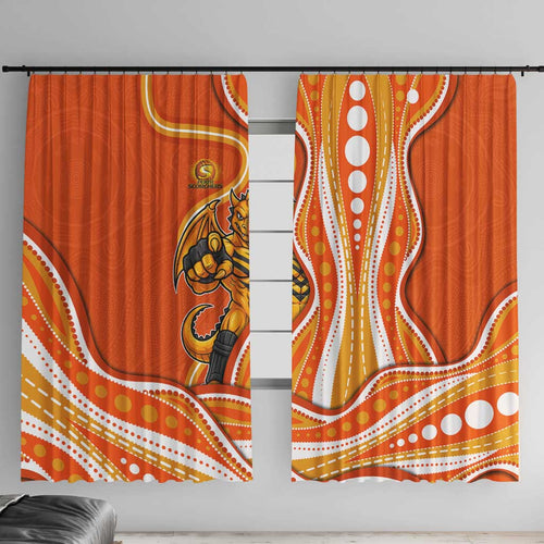 Perth Scorchers Window Curtain Aboriginal Dot Art Orange White - Tribal Wave Pattern