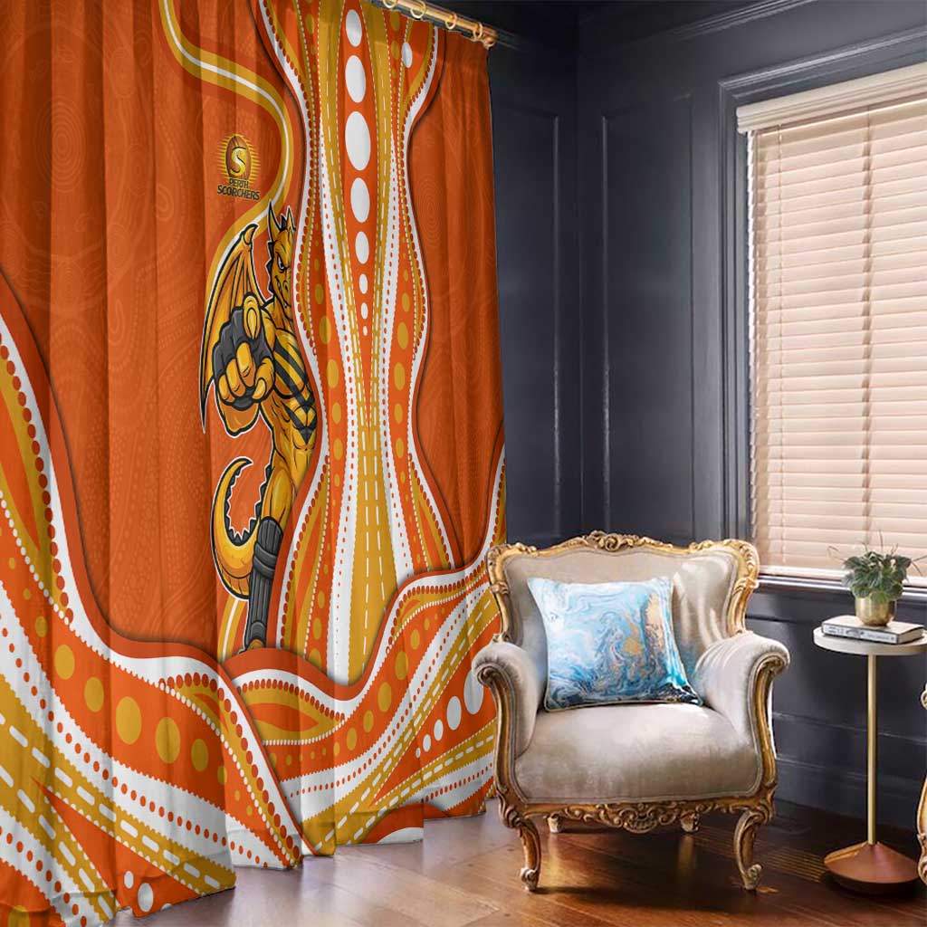Perth Scorchers Window Curtain Aboriginal Dot Art Orange White - Tribal Wave Pattern