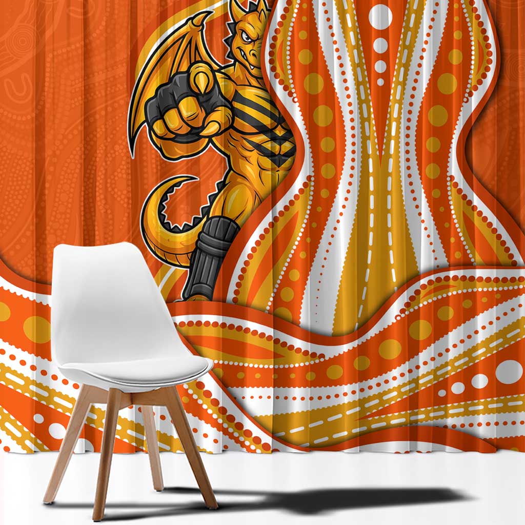 Perth Scorchers Window Curtain Aboriginal Dot Art Orange White - Tribal Wave Pattern