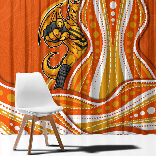 Perth Scorchers Window Curtain Aboriginal Dot Art Orange White - Tribal Wave Pattern