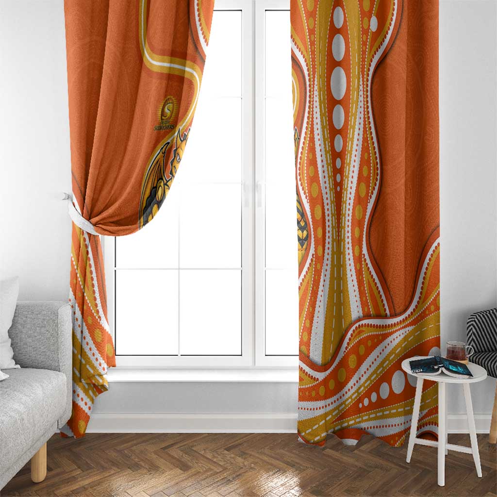 Perth Scorchers Window Curtain Aboriginal Dot Art Orange White - Tribal Wave Pattern
