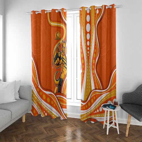 Perth Scorchers Window Curtain Aboriginal Dot Art Orange White - Tribal Wave Pattern