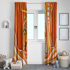 Perth Scorchers Window Curtain Aboriginal Dot Art Orange White - Tribal Wave Pattern