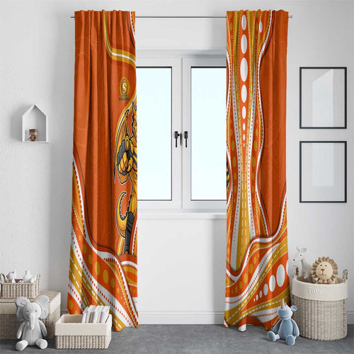 Perth Scorchers Window Curtain Aboriginal Dot Art Orange White - Tribal Wave Pattern
