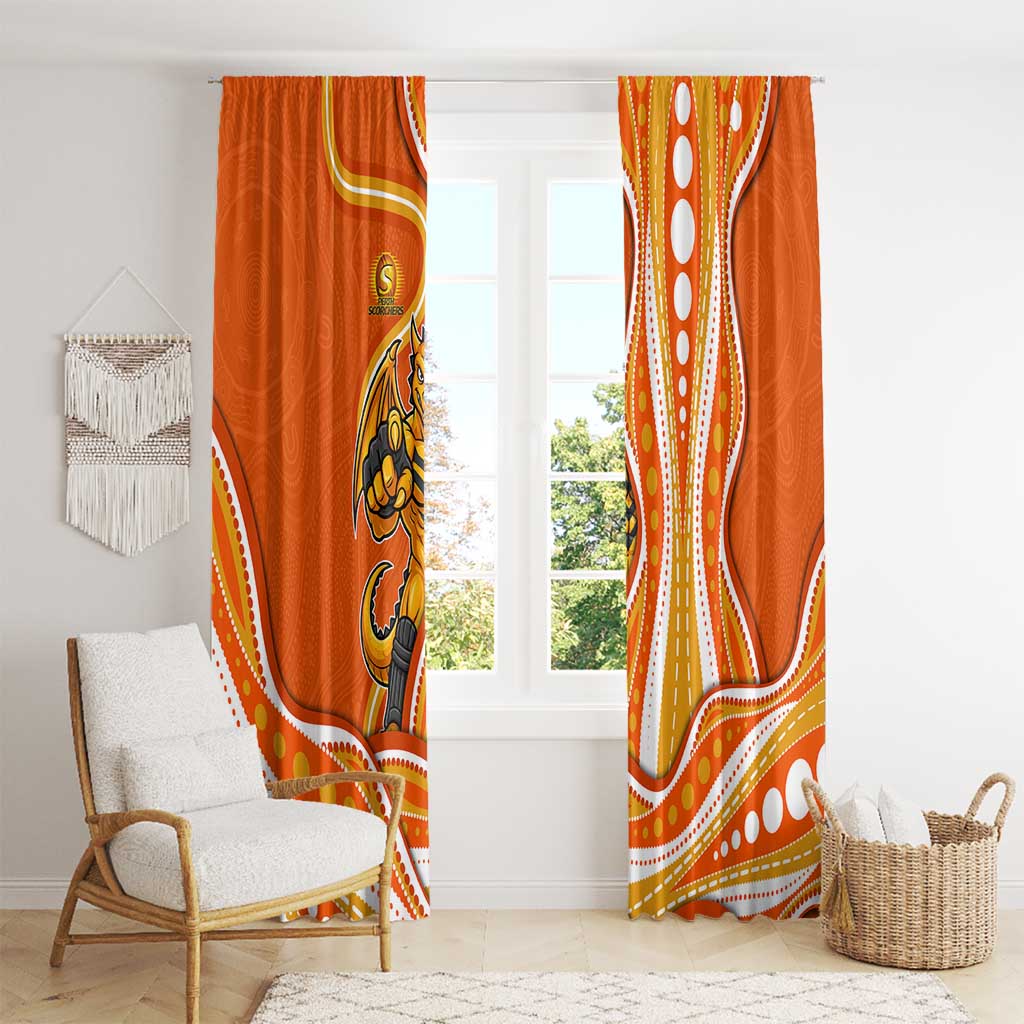 Perth Scorchers Window Curtain Aboriginal Dot Art Orange White - Tribal Wave Pattern