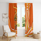 Perth Scorchers Window Curtain Aboriginal Dot Art Orange White - Tribal Wave Pattern