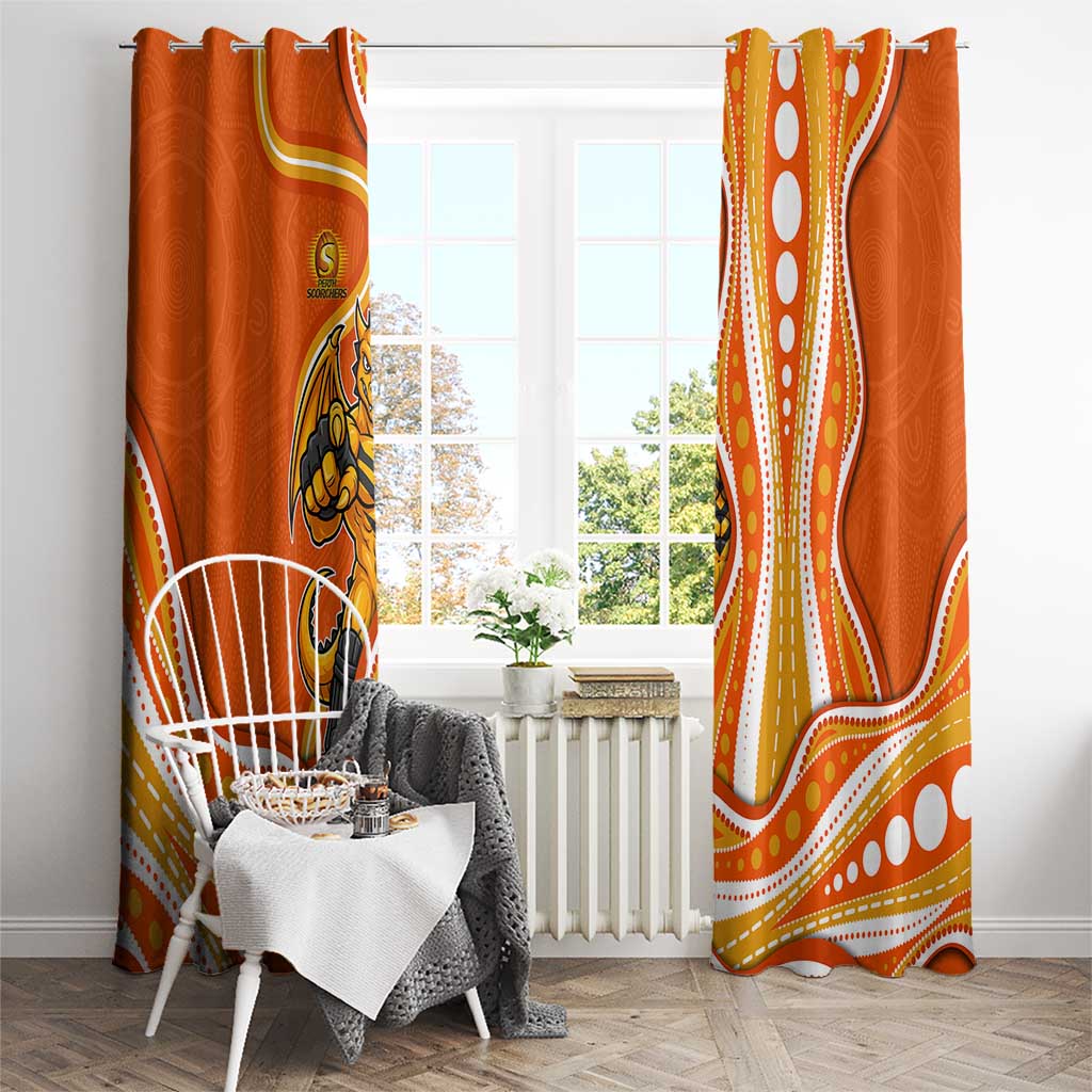 Perth Scorchers Window Curtain Aboriginal Dot Art Orange White - Tribal Wave Pattern
