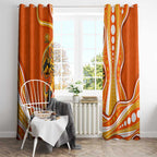 Perth Scorchers Window Curtain Aboriginal Dot Art Orange White - Tribal Wave Pattern