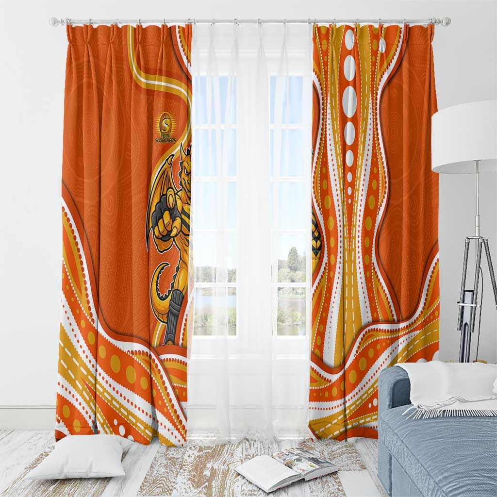 Perth Scorchers Window Curtain Aboriginal Dot Art Orange White - Tribal Wave Pattern