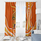 Perth Scorchers Window Curtain Aboriginal Dot Art Orange White - Tribal Wave Pattern