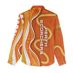 Perth Scorchers Women Casual Shirt Aboriginal Dot Art Orange White - Tribal Wave Pattern
