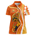Perth Scorchers Women Polo Shirt Aboriginal Dot Art Orange White - Tribal Wave Pattern