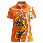 Perth Scorchers Women Polo Shirt Aboriginal Dot Art Orange White - Tribal Wave Pattern