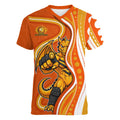 Perth Scorchers Women V-Neck T-Shirt Aboriginal Dot Art Orange White - Tribal Wave Pattern