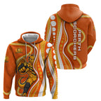Perth Scorchers Zip Hoodie Aboriginal Dot Art Orange White - Tribal Wave Pattern