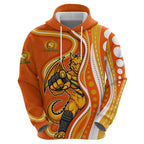 Perth Scorchers Zip Hoodie Aboriginal Dot Art Orange White - Tribal Wave Pattern