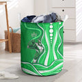 Melbourne Stars Laundry Basket Aboriginal Dot Art Green White - Tribal Wave Pattern