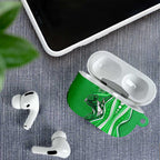 Melbourne Stars AirPods Case Aboriginal Dot Art Green White - Tribal Wave Pattern