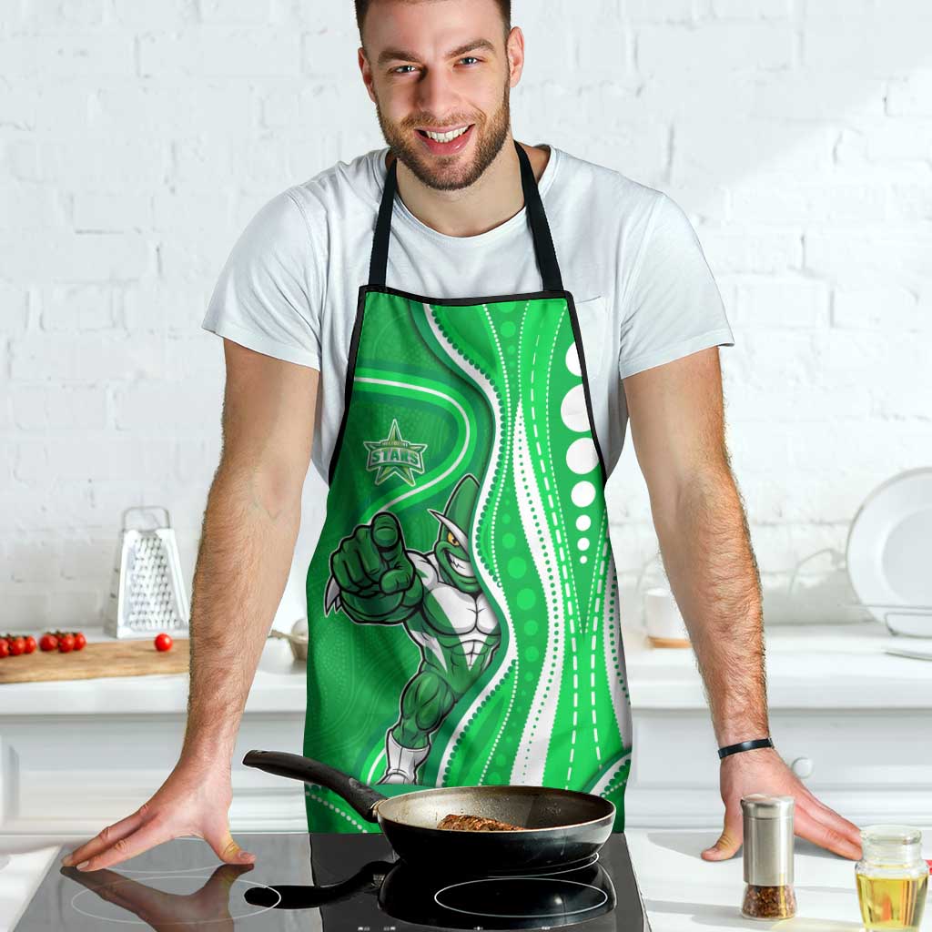 Melbourne Stars Apron Aboriginal Dot Art Green White - Tribal Wave Pattern