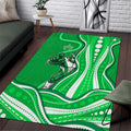 Melbourne Stars Area Rug Aboriginal Dot Art Green White - Tribal Wave Pattern