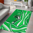 Melbourne Stars Area Rug Aboriginal Dot Art Green White - Tribal Wave Pattern