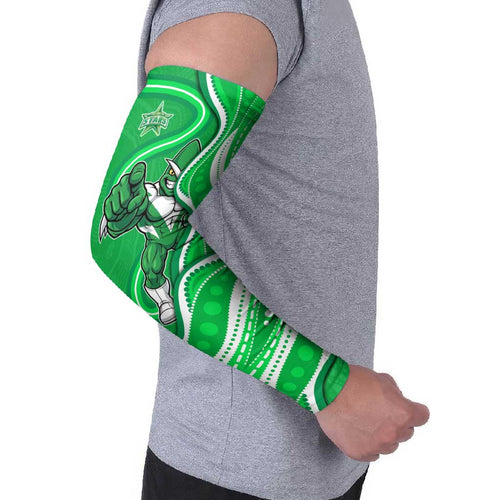 Melbourne Stars Arm Sleeves Aboriginal Dot Art Green White - Tribal Wave Pattern