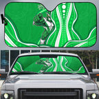 Melbourne Stars Auto Sun Shade Aboriginal Dot Art Green White - Tribal Wave Pattern