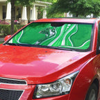 Melbourne Stars Auto Sun Shade Aboriginal Dot Art Green White - Tribal Wave Pattern