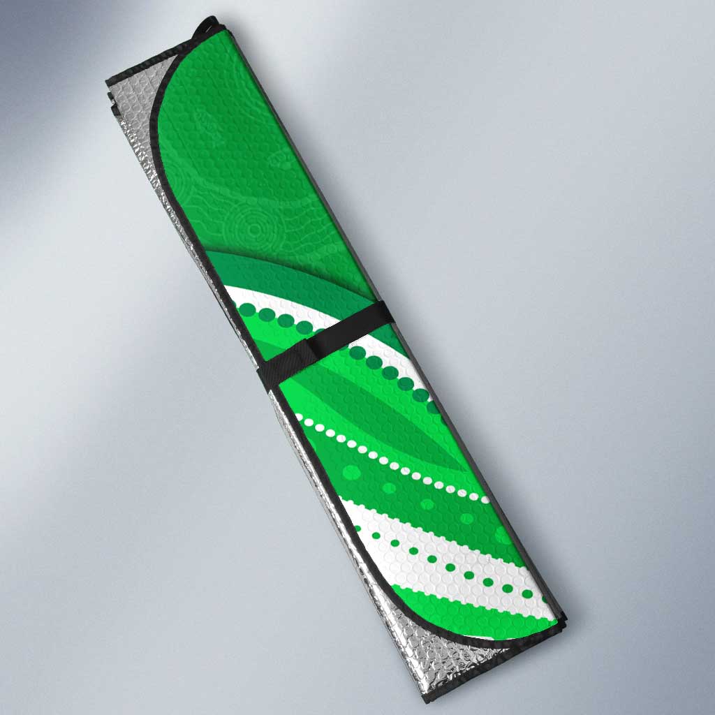 Melbourne Stars Auto Sun Shade Aboriginal Dot Art Green White - Tribal Wave Pattern
