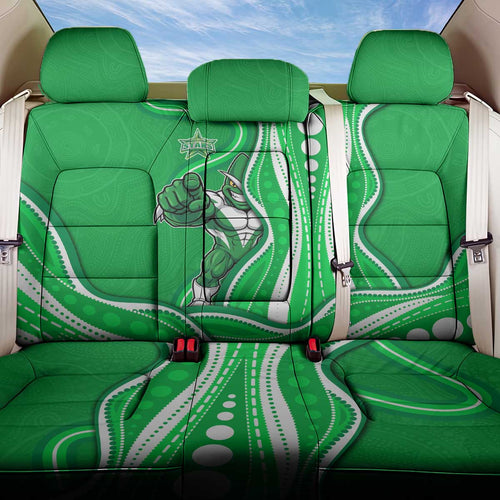 Melbourne Stars Back Car Seat Cover Aboriginal Dot Art Green White - Tribal Wave Pattern