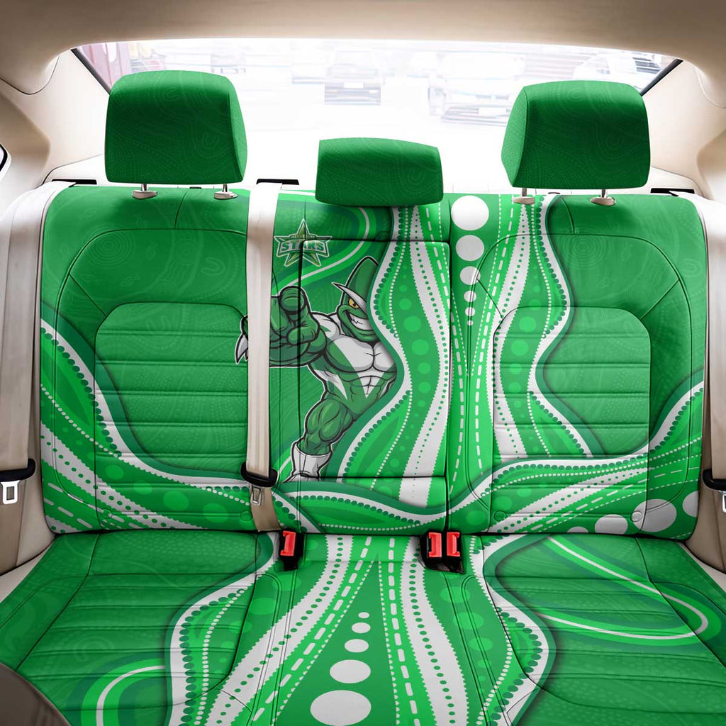 Melbourne Stars Back Car Seat Cover Aboriginal Dot Art Green White - Tribal Wave Pattern