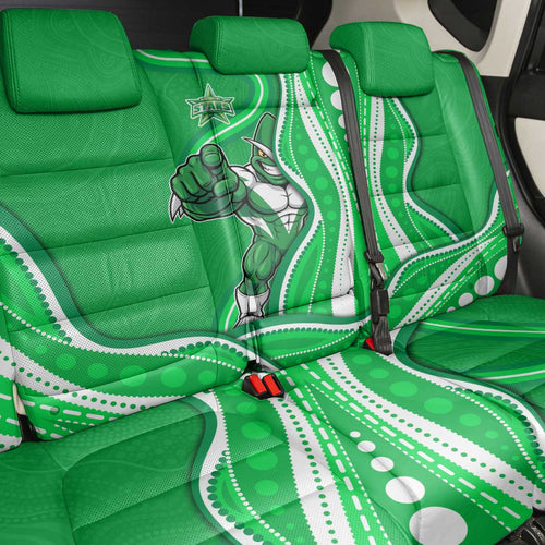 Melbourne Stars Back Car Seat Cover Aboriginal Dot Art Green White - Tribal Wave Pattern