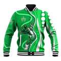 Melbourne Stars Baseball Jacket Aboriginal Dot Art Green White - Tribal Wave Pattern