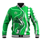 Melbourne Stars Baseball Jacket Aboriginal Dot Art Green White - Tribal Wave Pattern